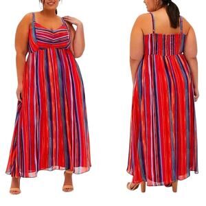 Torrid Striped Colorful Elegant Vacation Lined Maxi Dress- L